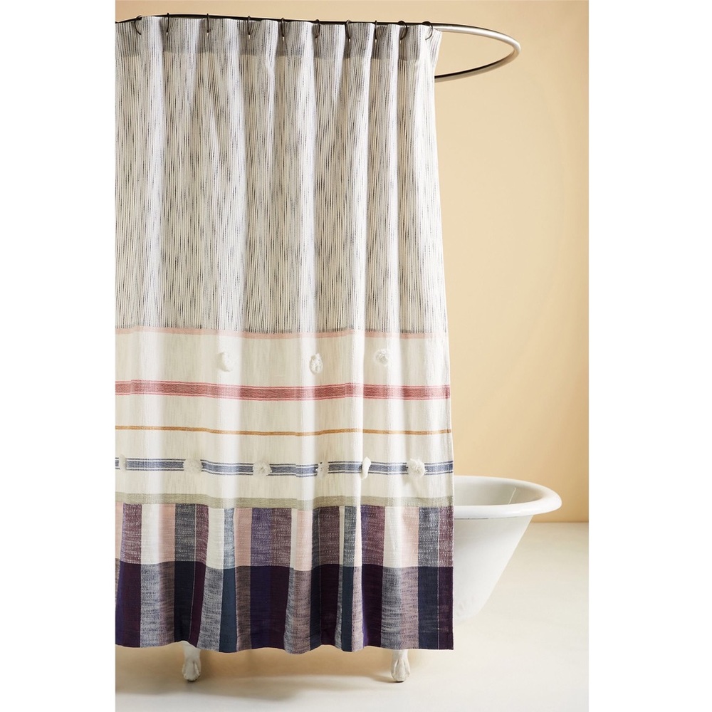 🌈 Anthropologie Woven Isla Shower Curtain Colorful Preppy Shower Curtain 🌈